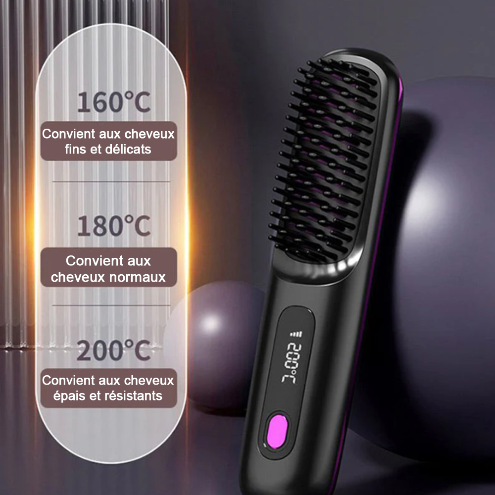 💥 -50 % ✨ Peigne Lissant Chauffant Sans Fil en Céramique 💖 -Remifa®