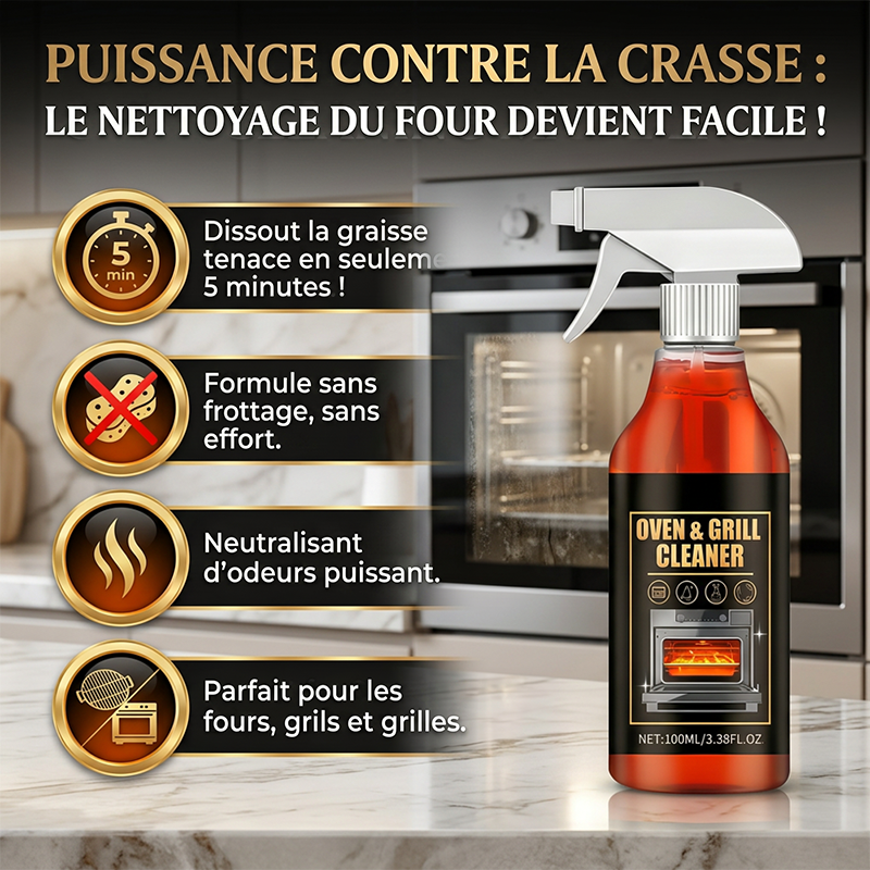 🎉Cadeau du Nouvel An 50 % DE RÉDUCTION !🧼Spray nettoyant puissant pour four et grill : élimine sans effort la graisse et les résidus alimentaires, sans frotter !