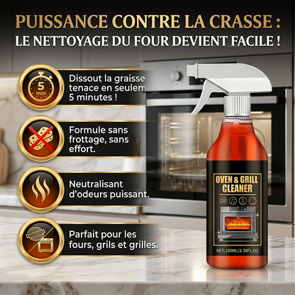 🎉Cadeau du Nouvel An 50 % DE RÉDUCTION !🧼Spray nettoyant puissant pour four et grill : élimine sans effort la graisse et les résidus alimentaires, sans frotter !