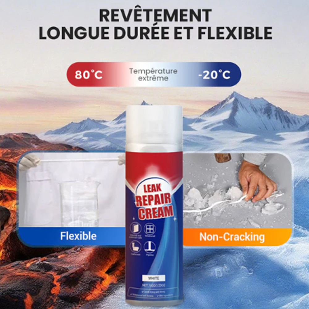✨ Spray réparateur de fuites instantané - Colmate les fissures et les interstices en 5 minutes, imperméable et flexible pour tuyaux et toitures