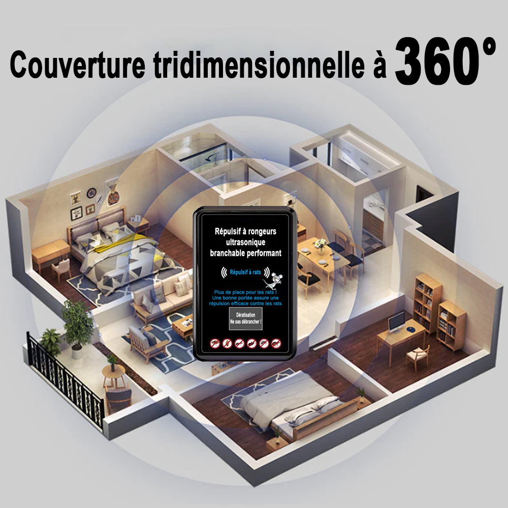 💥💥50% de réduction pour une durée limitée 💥💥Répulsif ultrasonique puissant contre les rongeurs – à brancher sur prise  -Remifa®