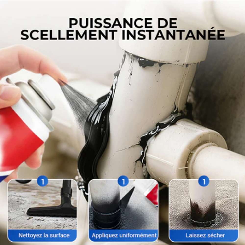 ✨ Spray réparateur de fuites instantané - Colmate les fissures et les interstices en 5 minutes, imperméable et flexible pour tuyaux et toitures