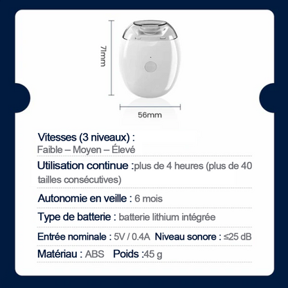 🔥 50% DE RÉDUCTION ! ✨ Ponceuse à Ongles Auto - 3 Vitesses Réglables, Silencieuse, LED Integrée pour Soin Précise -Remifa®