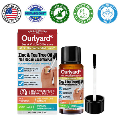✅ Made and Shipped from USA | Ourlyard® Zinc & Tea Tree Oil Nail Repair Essential Oil (Comprehensive repair, powerful treatment for all nail disorders)